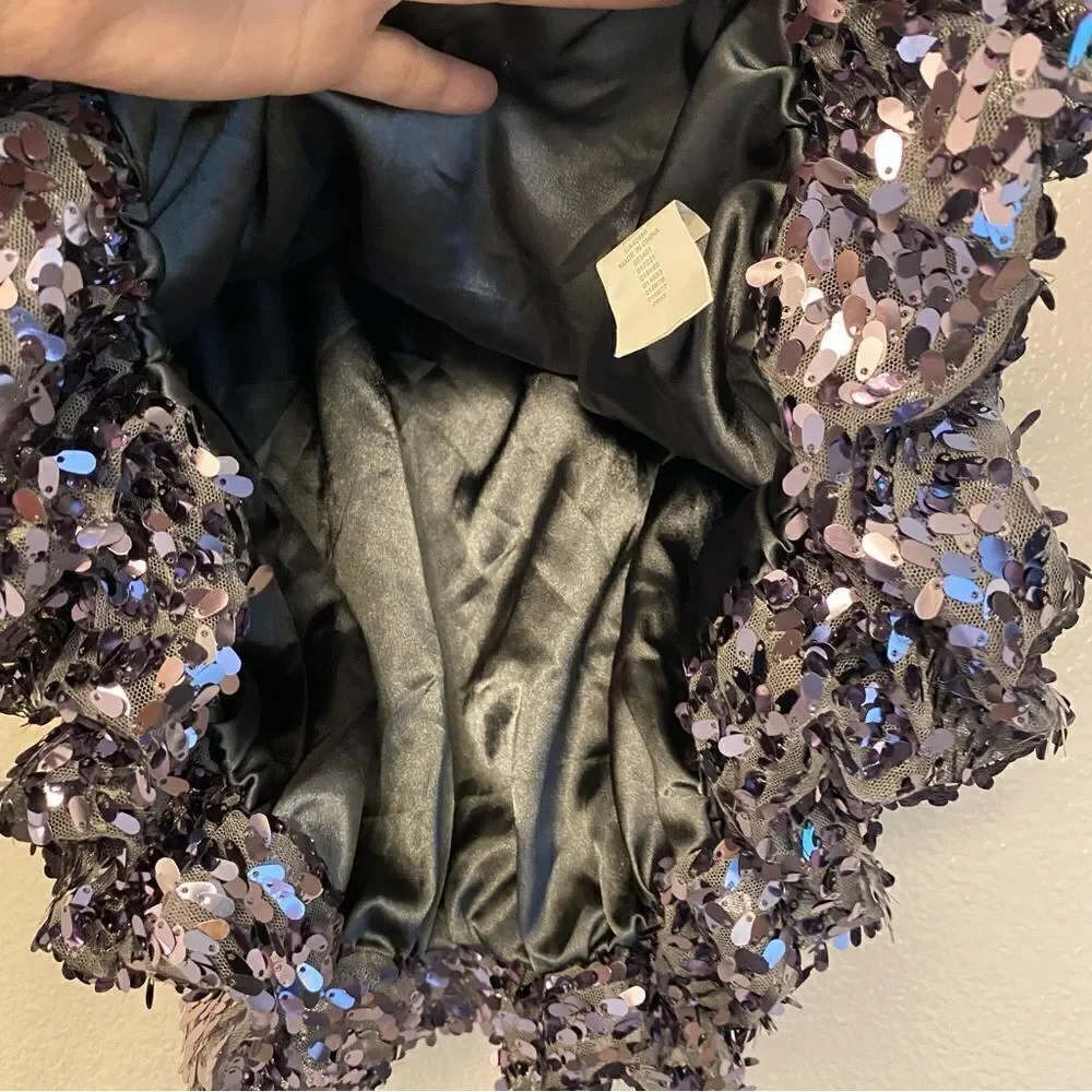 Children's Place gray lavender silver metallic bubble Sequin Skirt -12